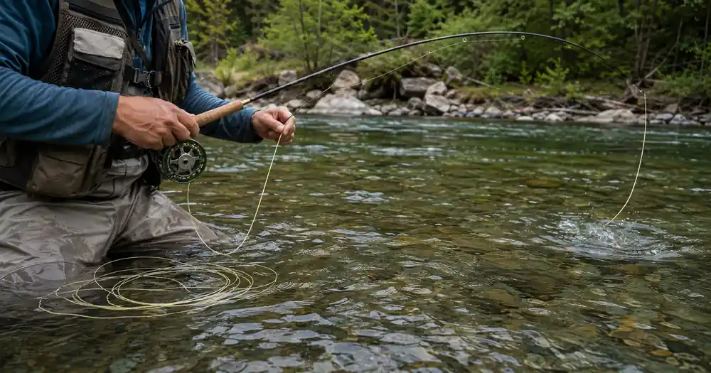fly fishing reeling