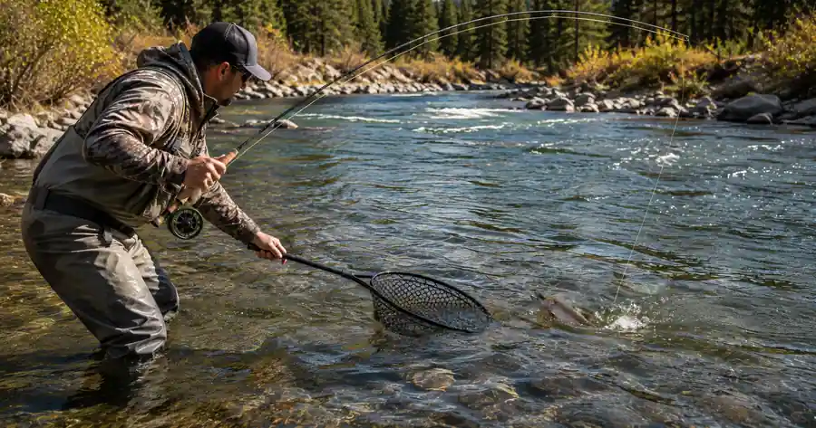 fly fishing reeling