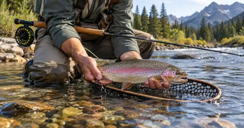 fly fishing rainbow trout