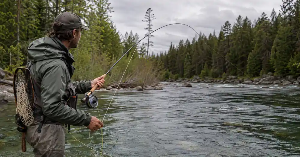 fly fishing reeling